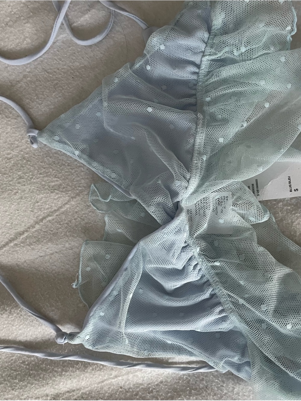 Sheer Powder Blue Ruffle Mesh Bralette